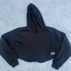 Black Cropped Hoodie with P.O.P Logo